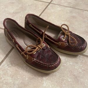 SPERRY TOP-SIDER 9102898 Womens Angelfish Embossed Anchor Boat Shoes - Sz 6.5M